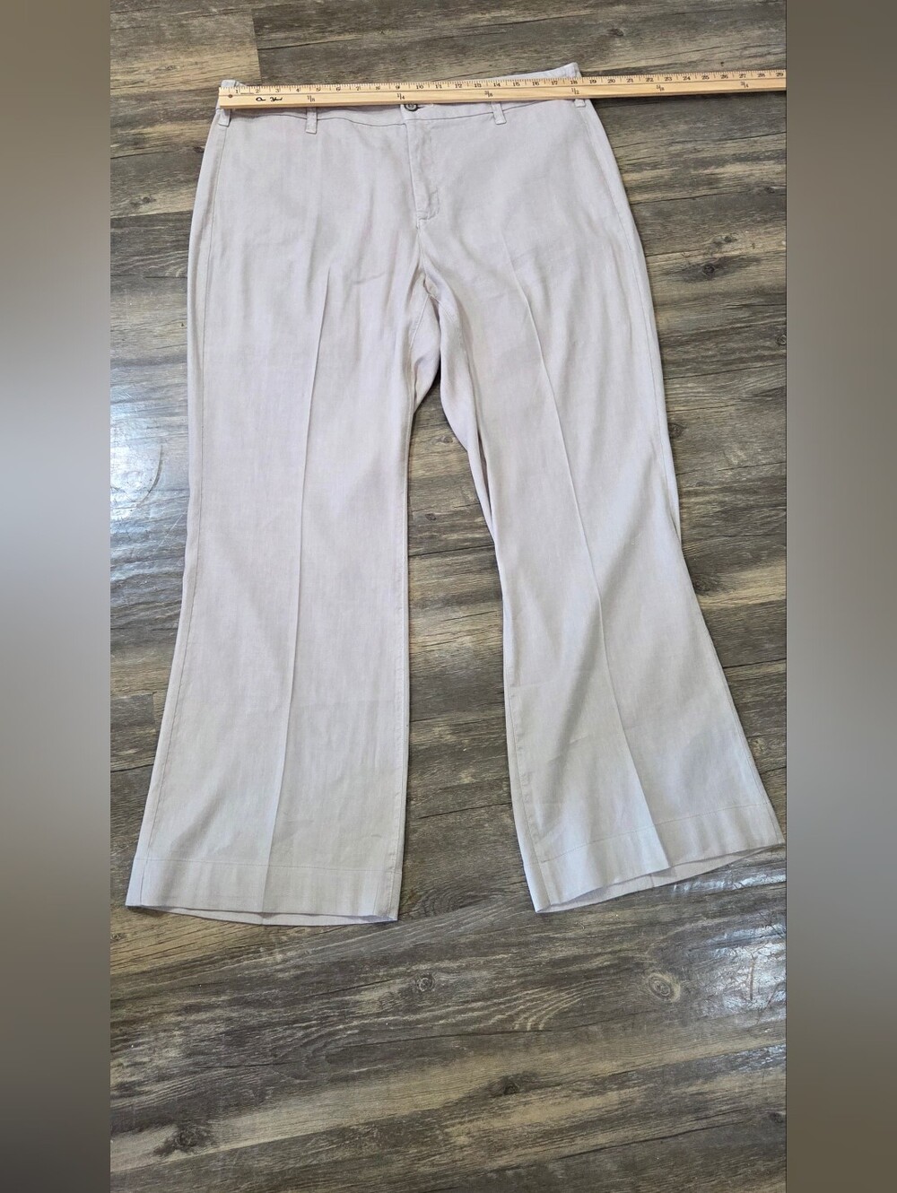 NYDJ Linen Blend Wide Leg Trouser Pants Beige Tan Size 14W / Plus Size